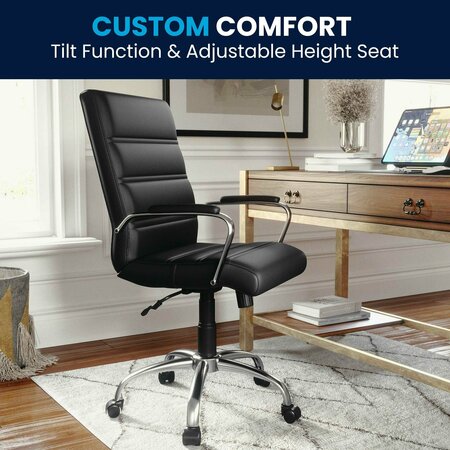 Flash Furniture Contemporary Chair, 18-1/4" to 22-1/4" Height, Fixed Arms, Black LeatherSoft/Chrome Frame GO-2286M-BK-GG